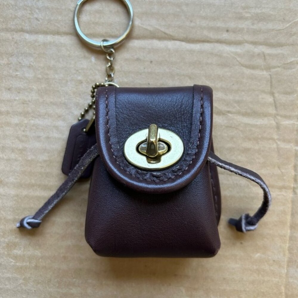 Vintage Coach Brown Leather Mini Keychain Pouch - Gem